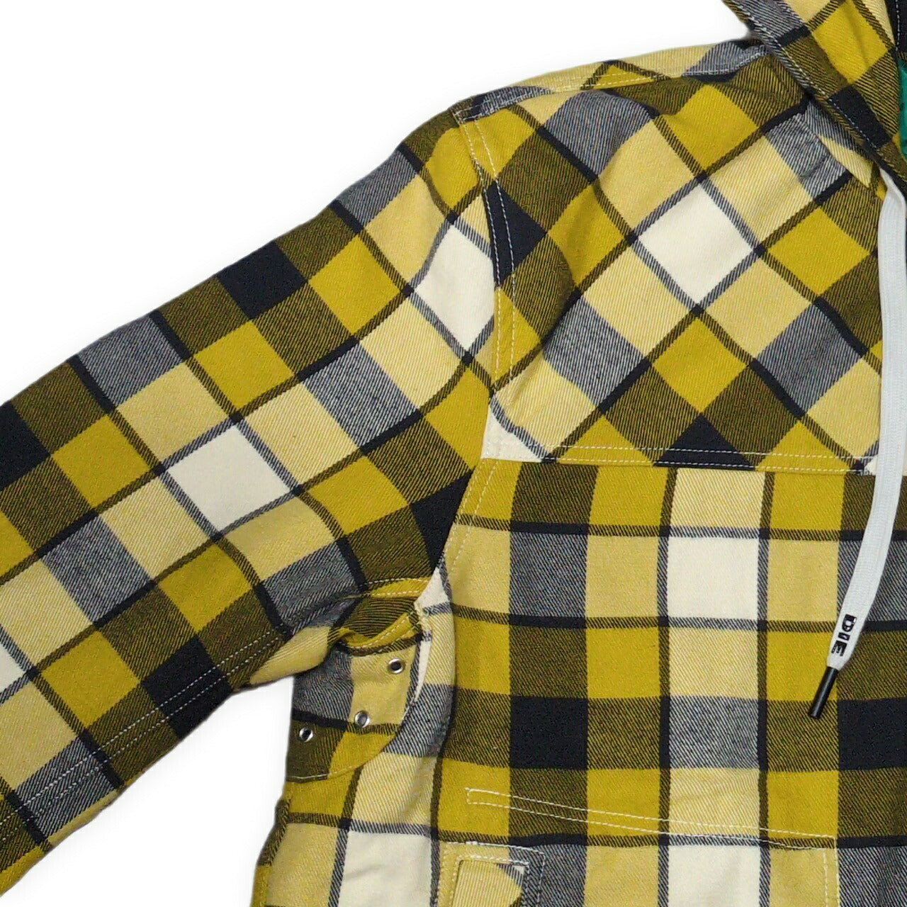 DIESEL Check Pattern Zip Hoodie Yellow Size L
