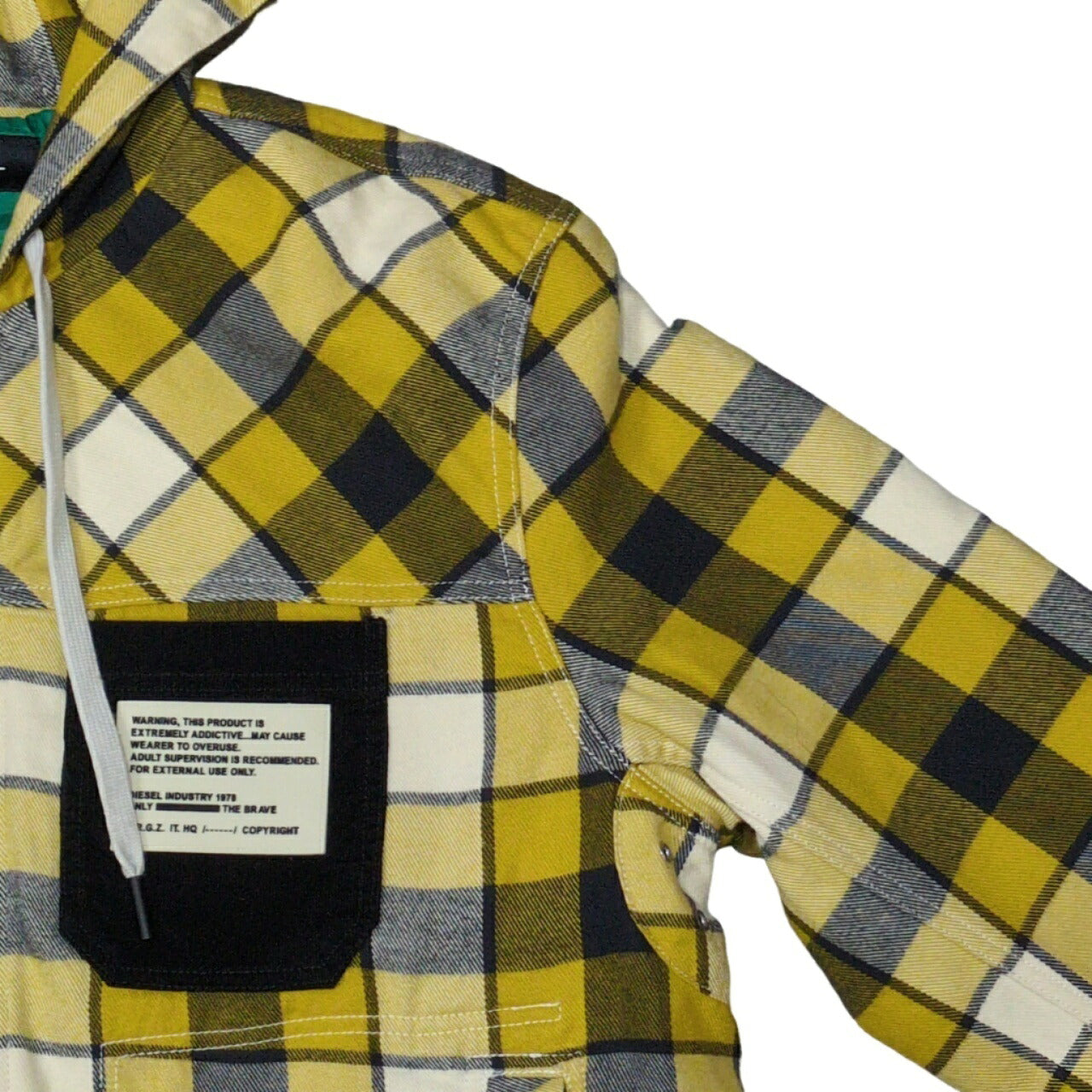DIESEL Check Pattern Zip Hoodie Yellow Size L