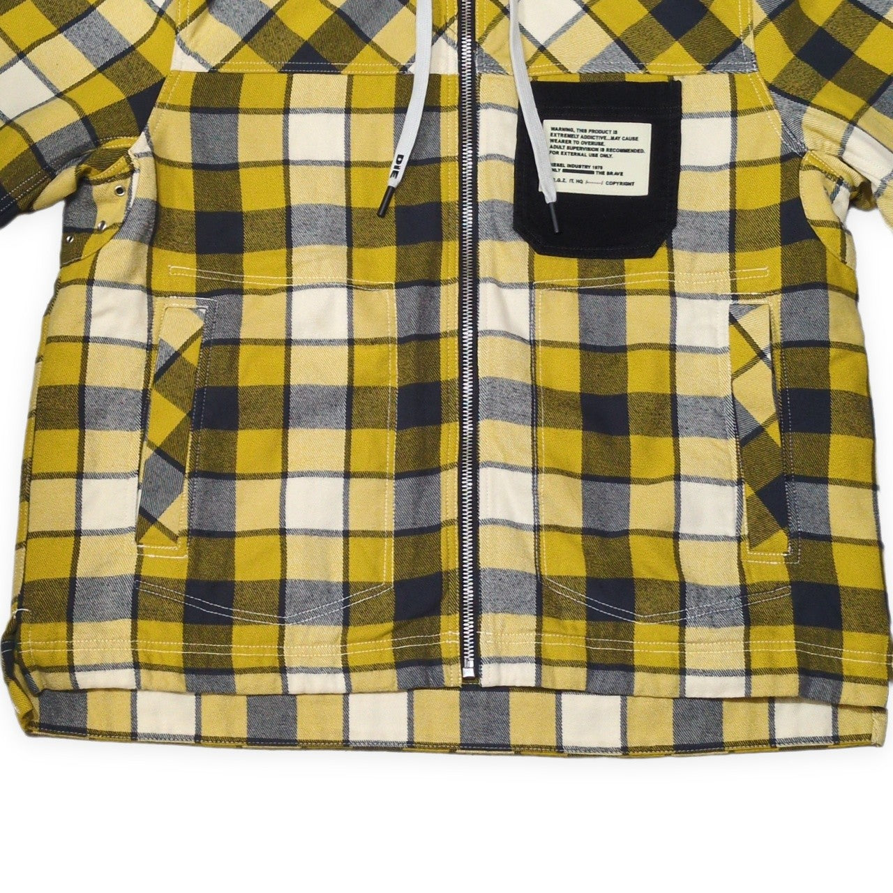 DIESEL Check Pattern Zip Hoodie Yellow Size L