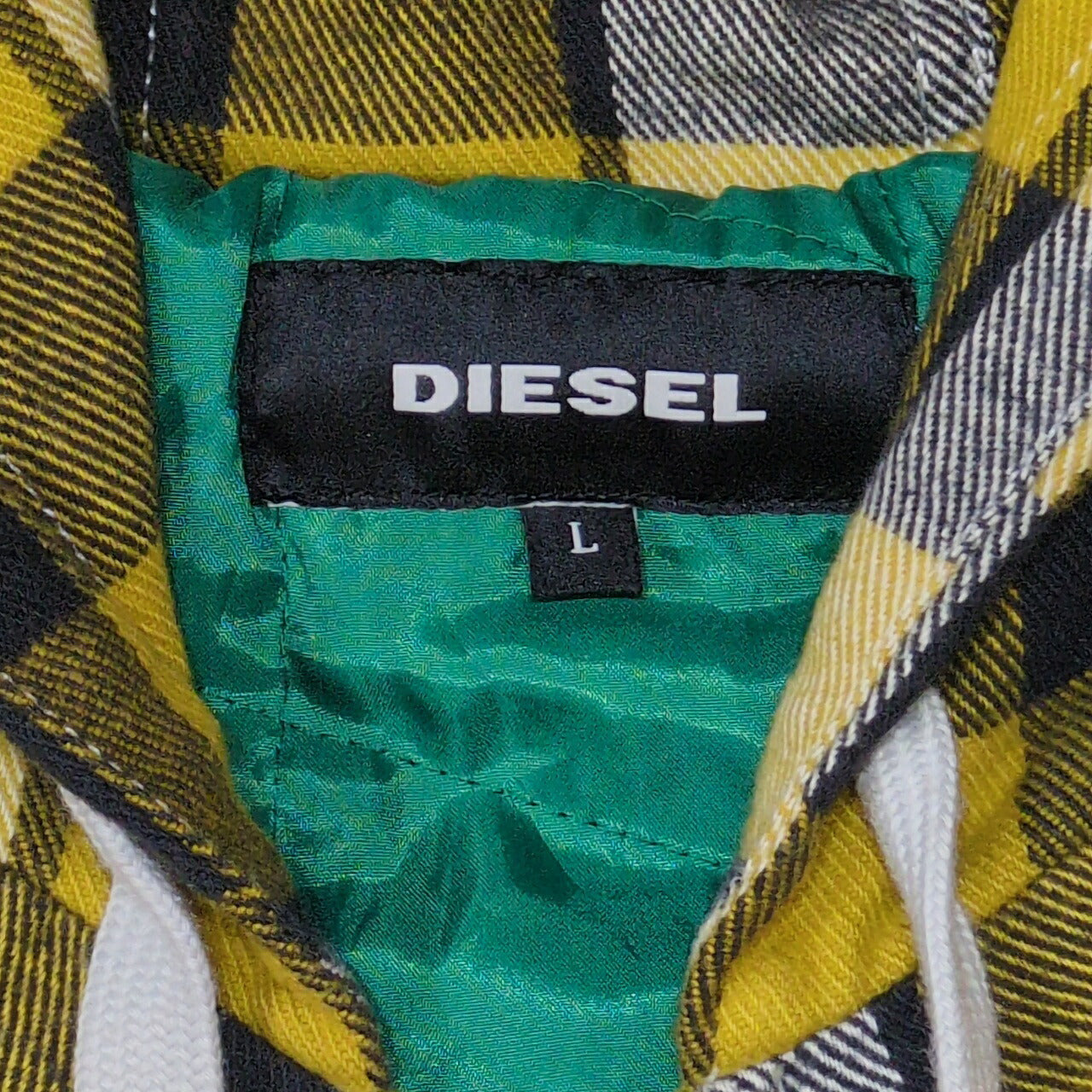 DIESEL Check Pattern Zip Hoodie Yellow Size L