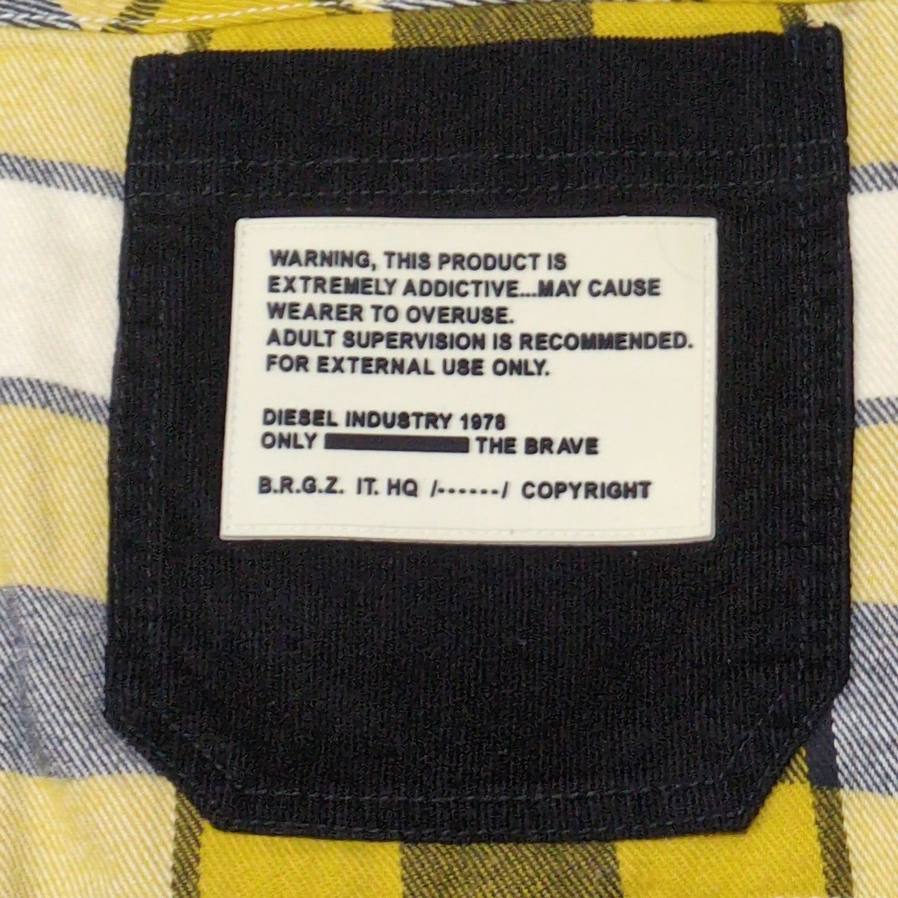 DIESEL Check Pattern Zip Hoodie Yellow Size L