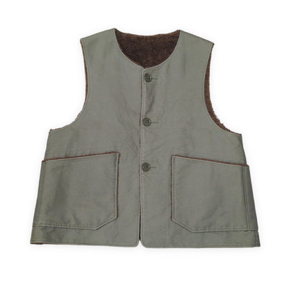 Engineered Garments OVER VEST Green Reversible Twill Boa