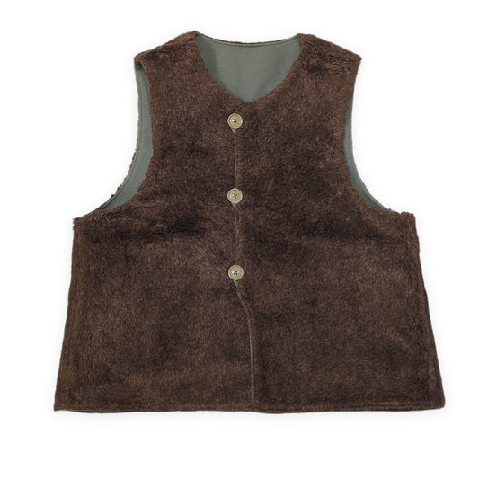 Engineered Garments OVER VEST Green Reversible Twill Boa