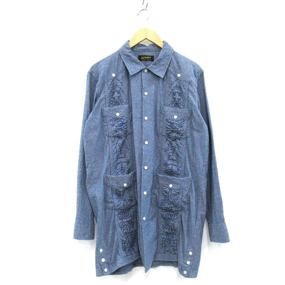 SOFT MACHINE Heaven Hell Long Sleeve Cuba Shirt Blue Size XL
