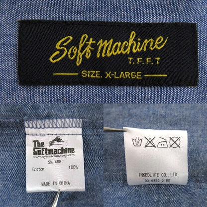 SOFT MACHINE Heaven Hell Long Sleeve Cuba Shirt Blue Size XL
