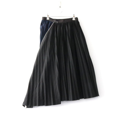 sacai 20SS Cotton Poplin Zipper Pleated Skirt Black Size 2