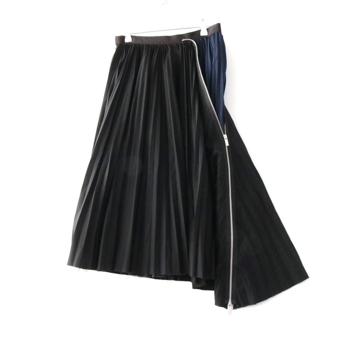 sacai 20SS Cotton Poplin Zipper Pleated Skirt Black Size 2