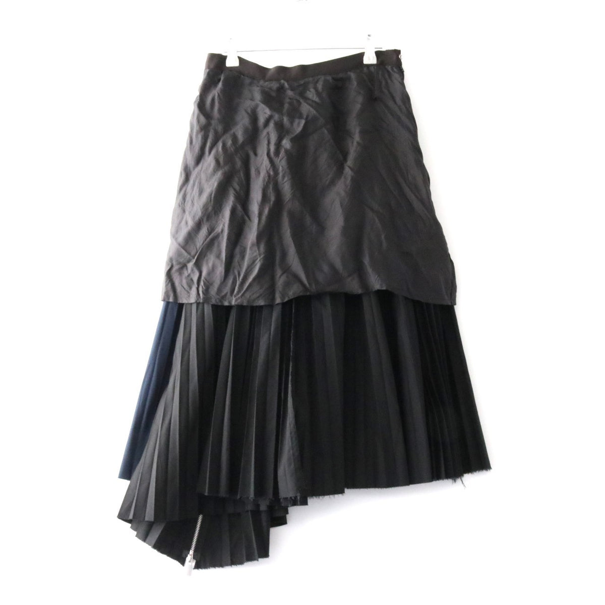 sacai 20SS Cotton Poplin Zipper Pleated Skirt Black Size 2
