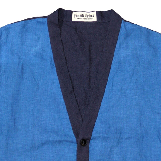 FRANK LEDER Blue Linen German-Made Cardigan Size M