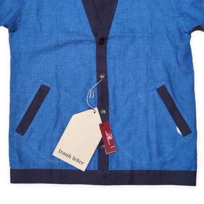 FRANK LEDER Blue Linen German-Made Cardigan Size M