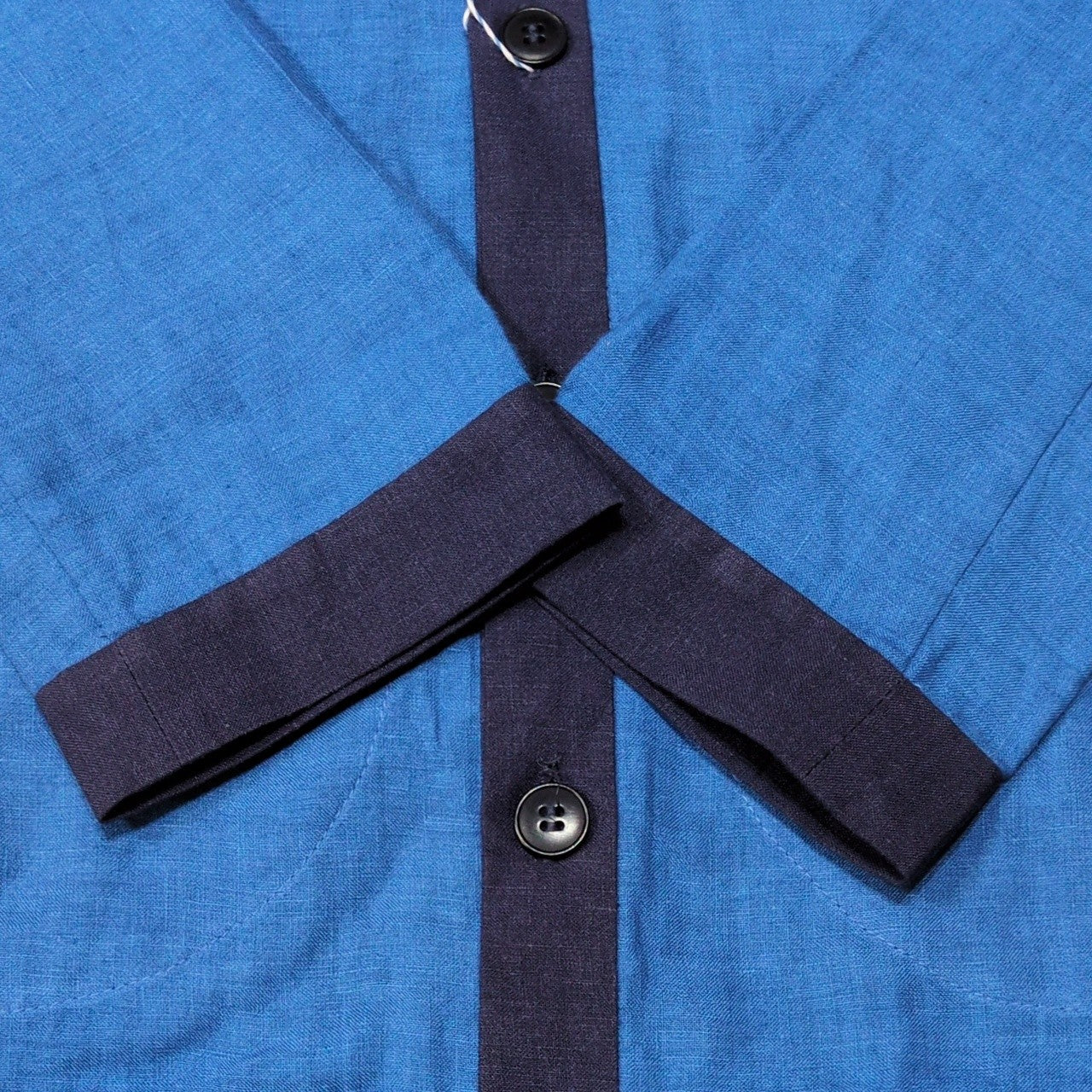 FRANK LEDER Blue Linen German-Made Cardigan Size M