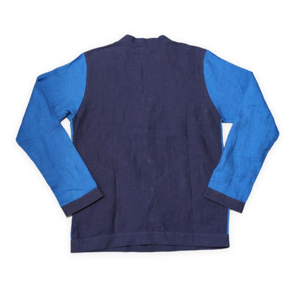 FRANK LEDER Blue Linen German-Made Cardigan Size M