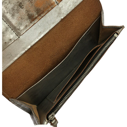 Porter Foil Long Wallet Italian Leather Silver
