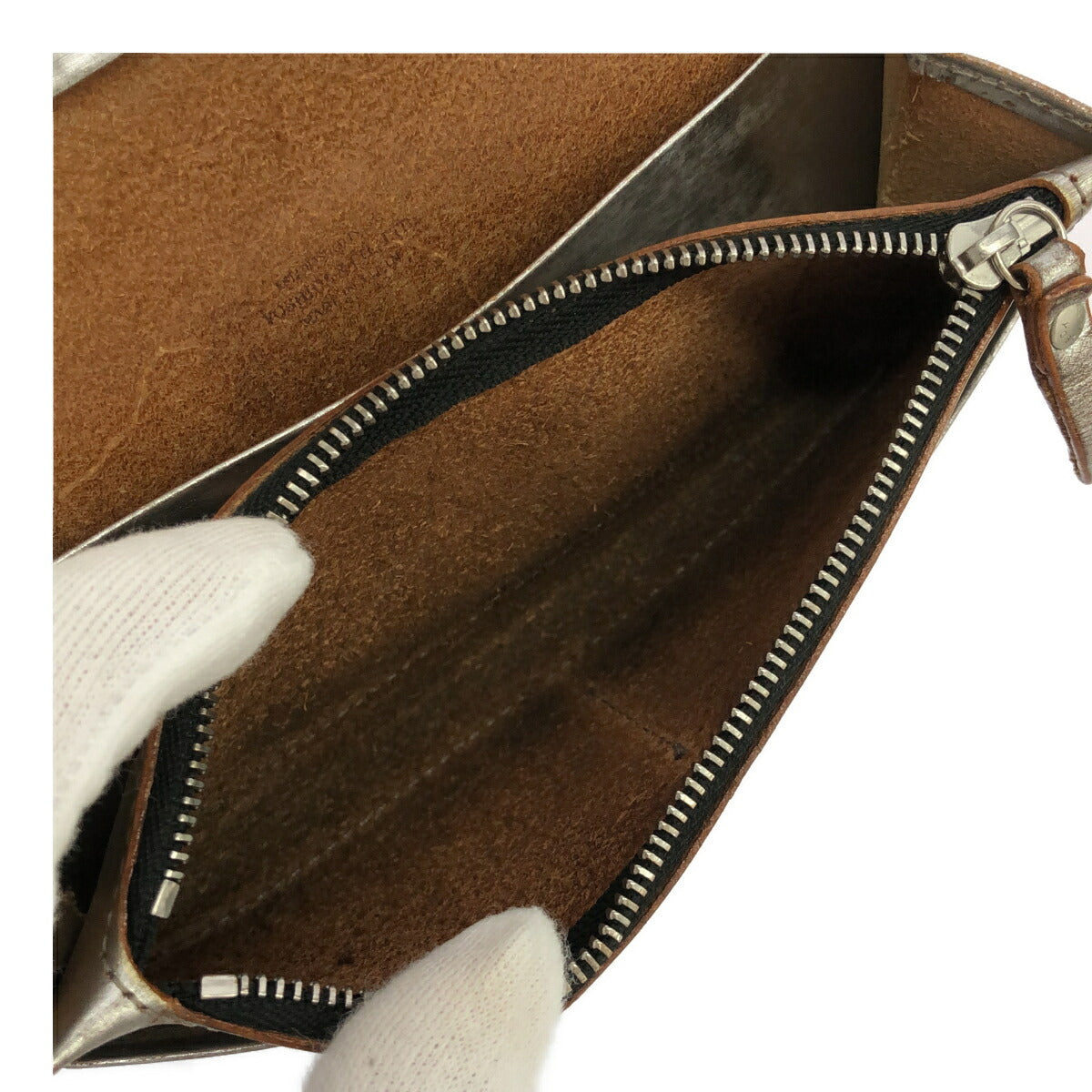 Porter Foil Long Wallet Italian Leather Silver