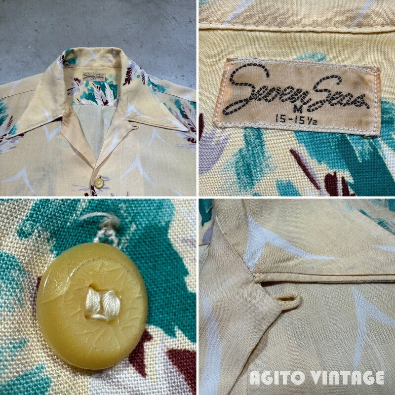 Seven Seas 40s Vintage Rayon Hawaiian Shirt Size M