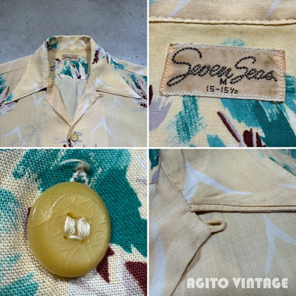 Seven Seas 40s Vintage Rayon Hawaiian Shirt Size M