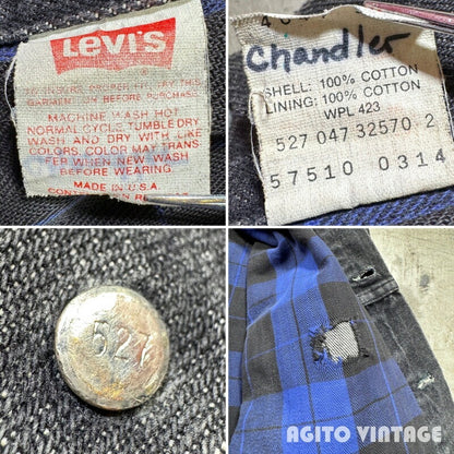 Levi's 80s Flannel Lined Black Denim Size L