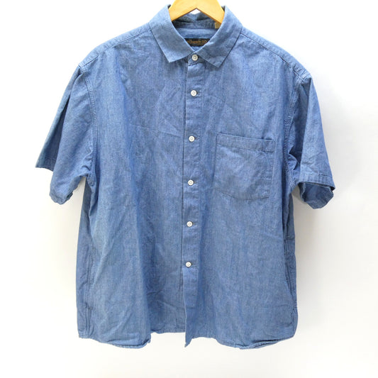 FULLCOUNT 4067 Basic Short Sleeve Chambray Shirt Blue Size L