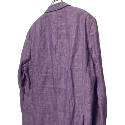 Etro Purple Linen Paisley Tailored Jacket Made in Size 58