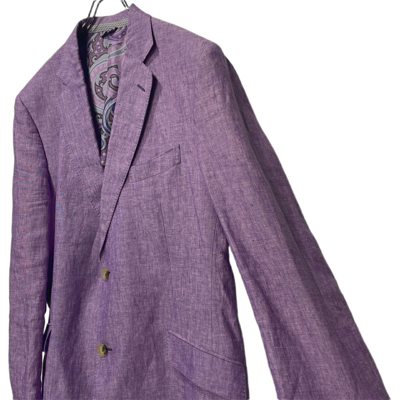 Etro Purple Linen Paisley Tailored Jacket Made in Size 58