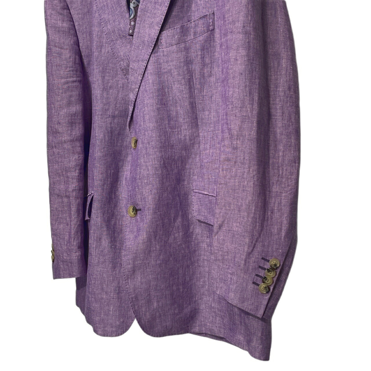 Etro Purple Linen Paisley Tailored Jacket Made in Size 58