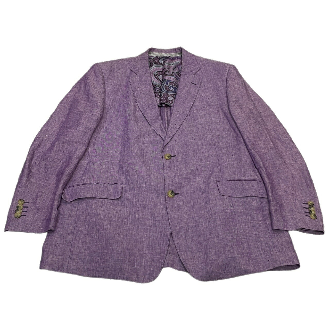 Etro Purple Linen Paisley Tailored Jacket Made in Size 58