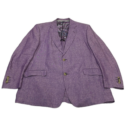 Etro Purple Linen Paisley Tailored Jacket Made in Size 58
