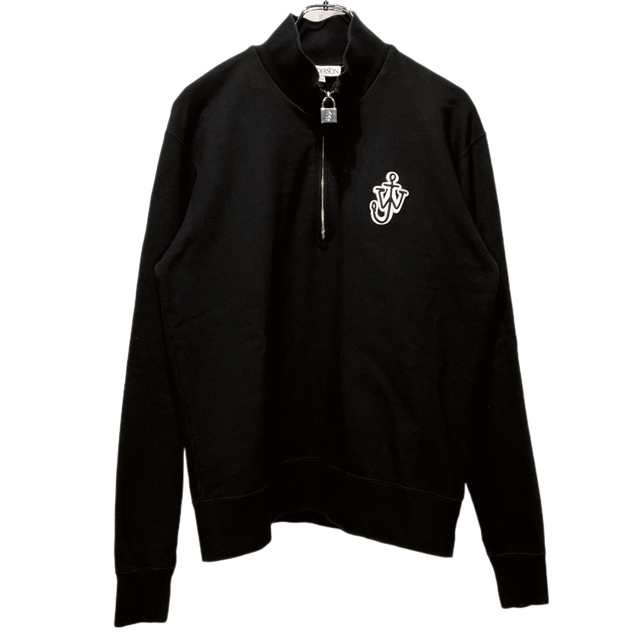JW Anderson Black Anchor Logo Padlock Half-Zip Size L