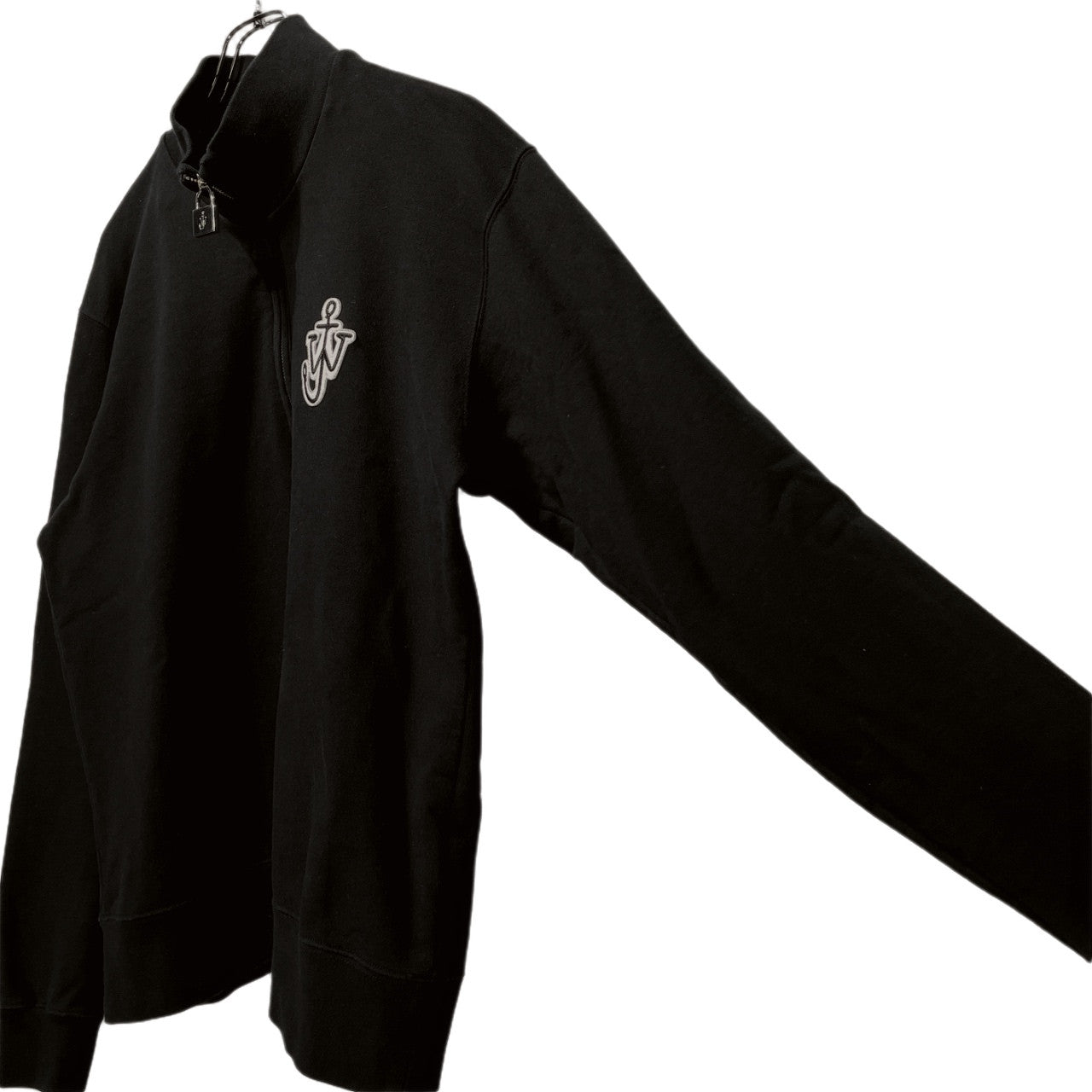 JW Anderson Black Anchor Logo Padlock Half-Zip Size L