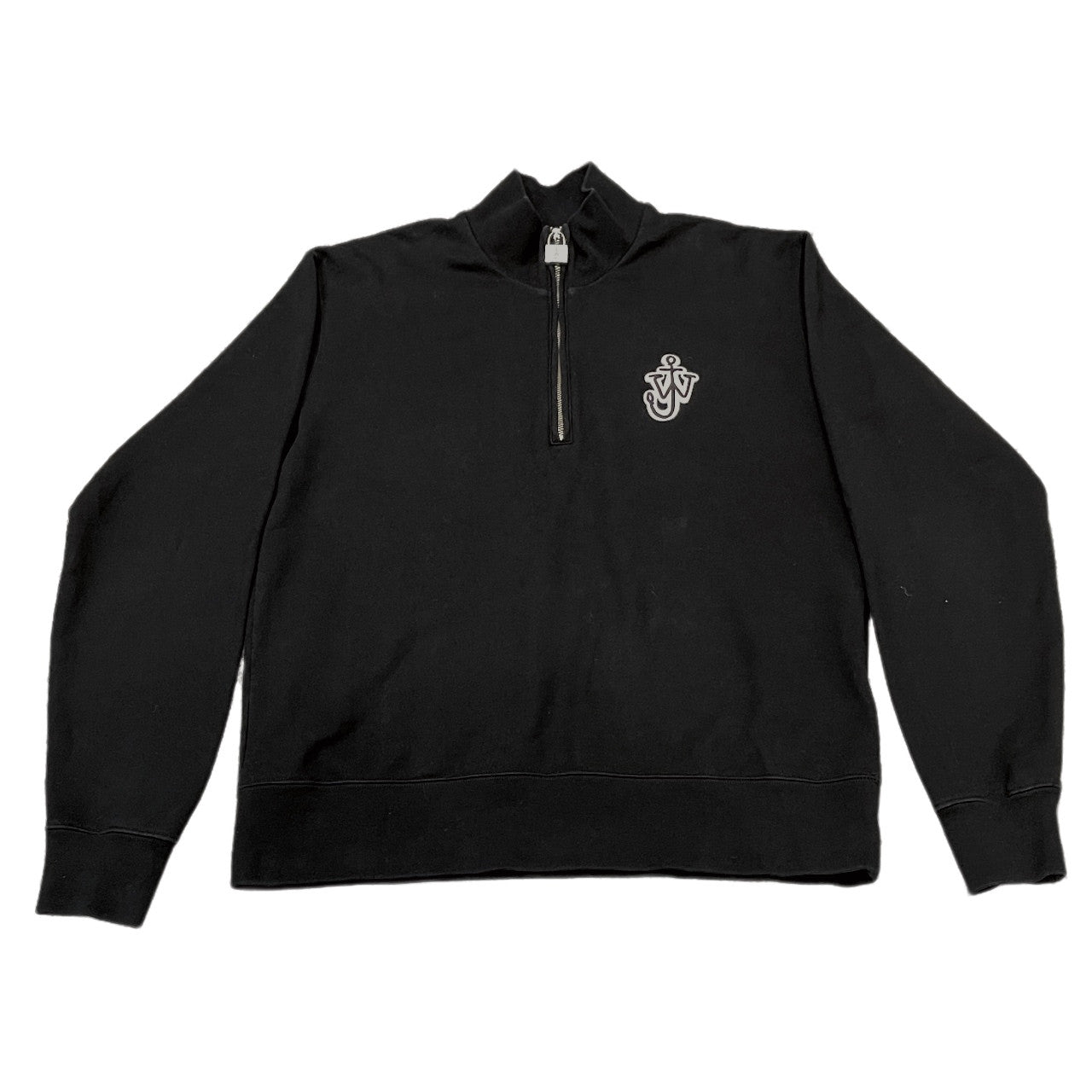 JW Anderson Black Anchor Logo Padlock Half-Zip Size L