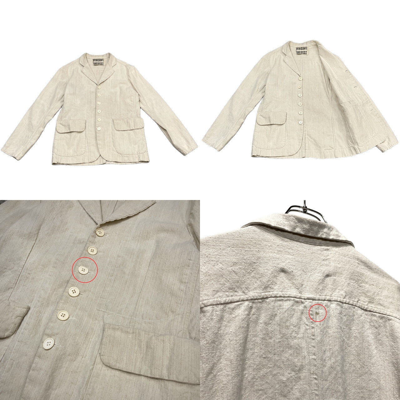 Vintage VINCENT JALBERT French Linen 6-Button Coat Size L