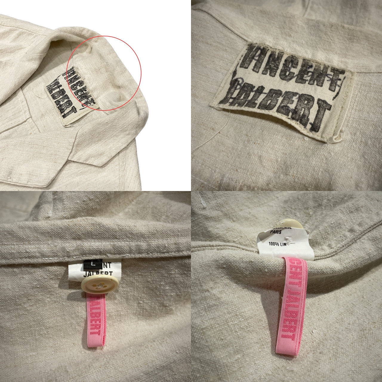 Vintage VINCENT JALBERT French Linen 6-Button Coat Size L