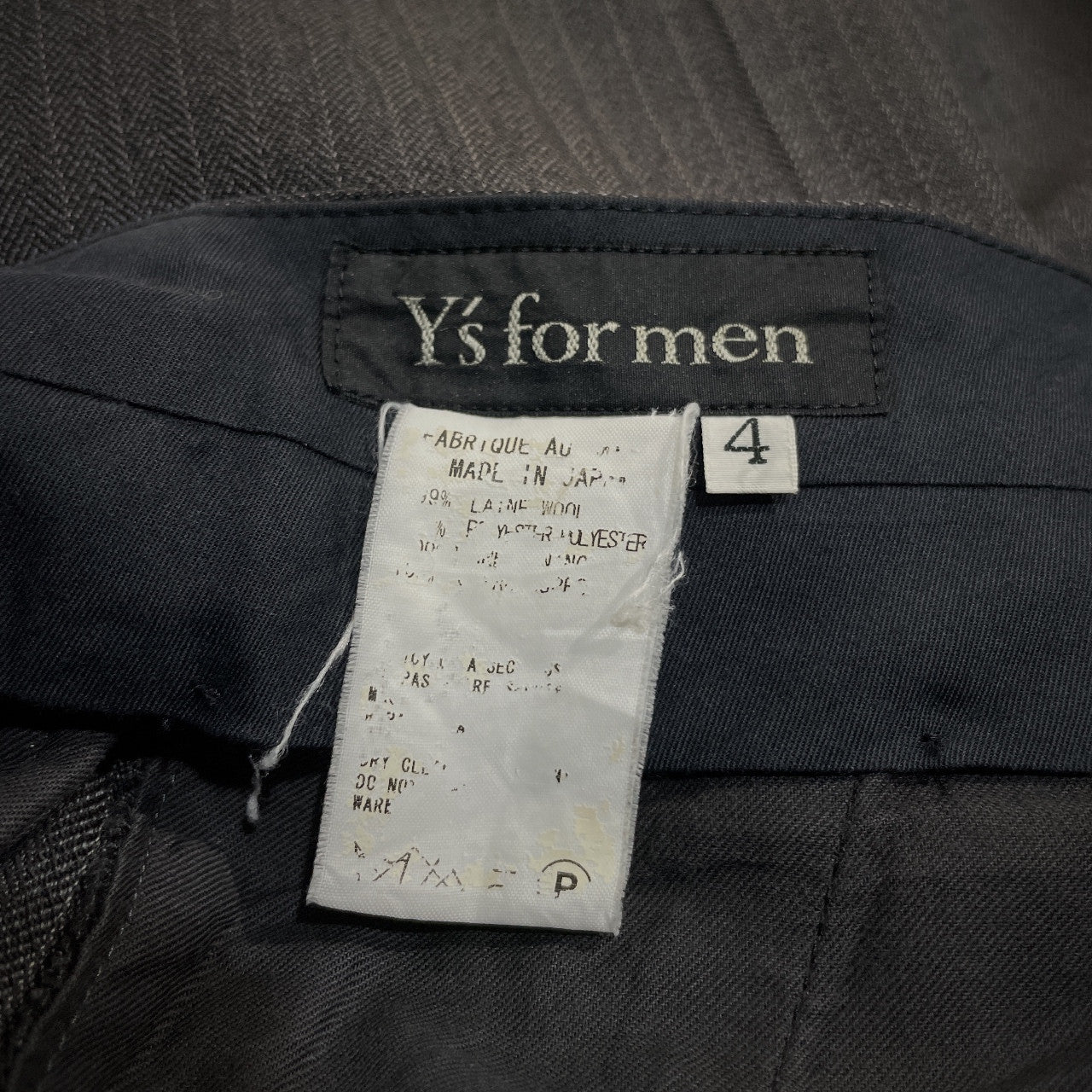 Y's for men Wool Stripe 1-Pleat Tapered Trousers Gray Size 4