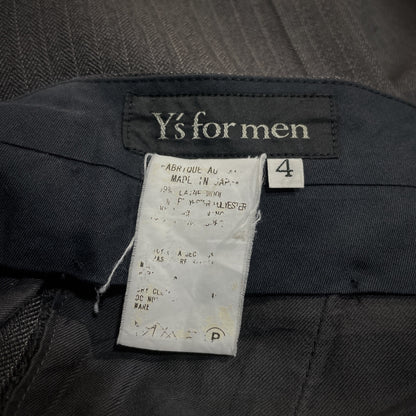 Y's for men Wool Stripe 1-Pleat Tapered Trousers Gray Size 4