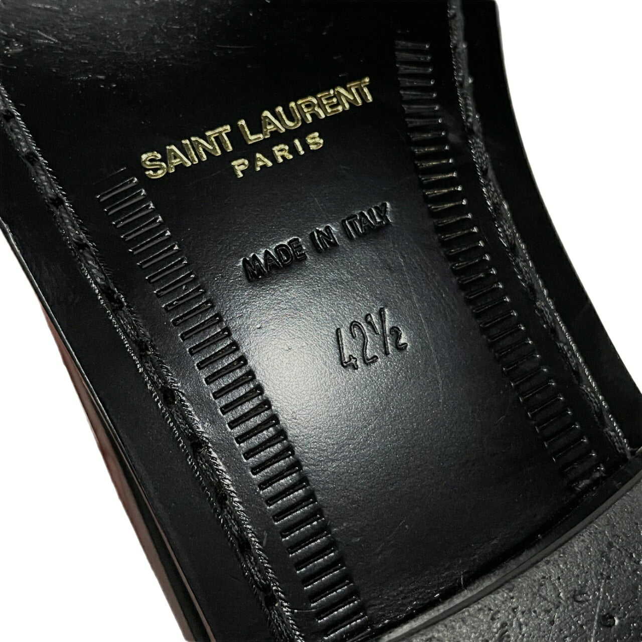 SAINT LAURENT Black Patent Leather Penny Loafers YSL Logo