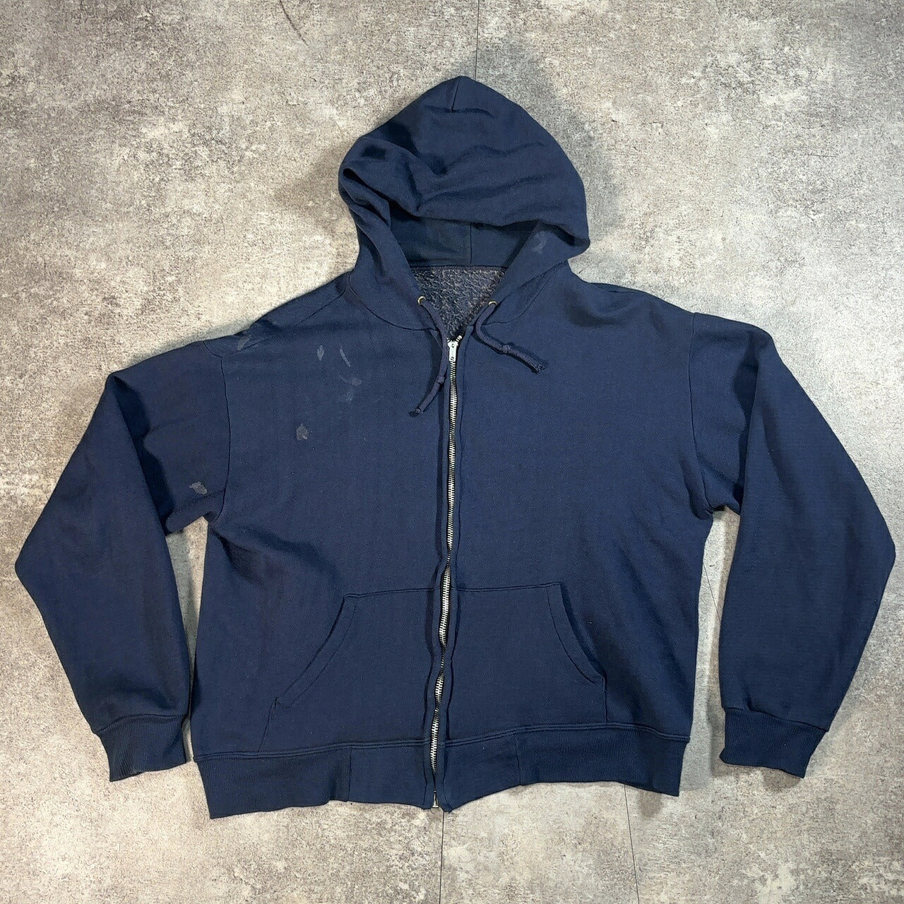 IDEAL 60s Vintage Navy Full Zip Hoodie Size L