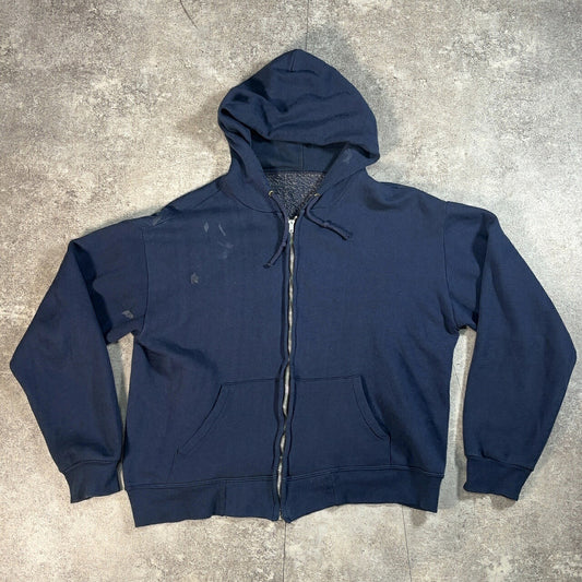 IDEAL 60s Vintage Navy Full Zip Hoodie Size L