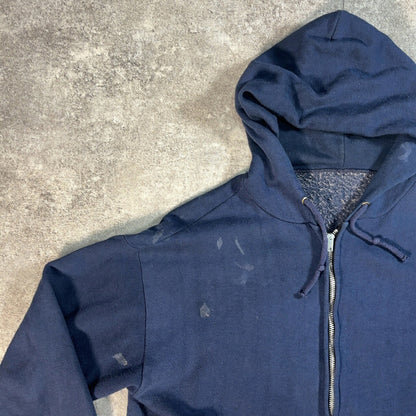IDEAL 60s Vintage Navy Full Zip Hoodie Size L