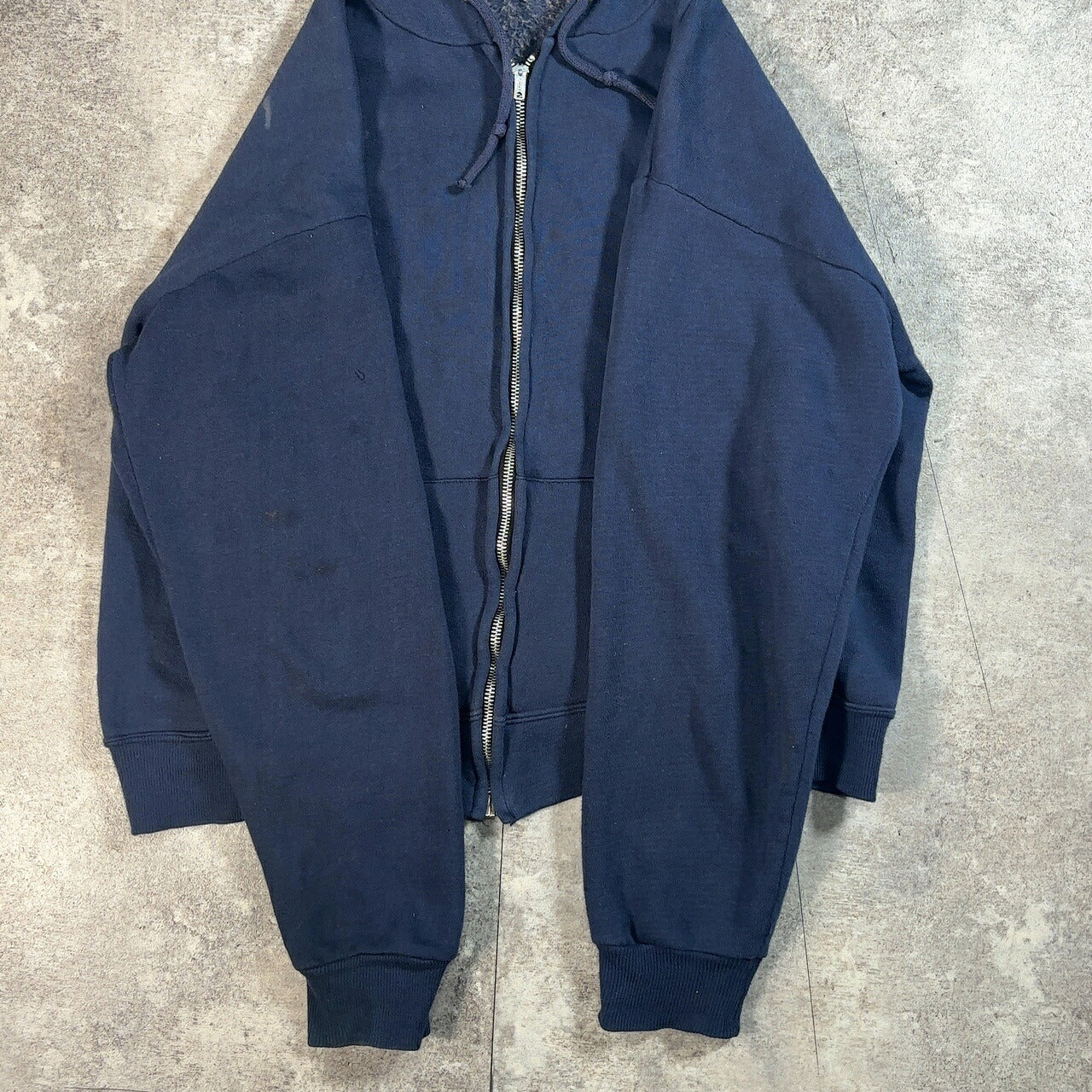 IDEAL 60s Vintage Navy Full Zip Hoodie Size L