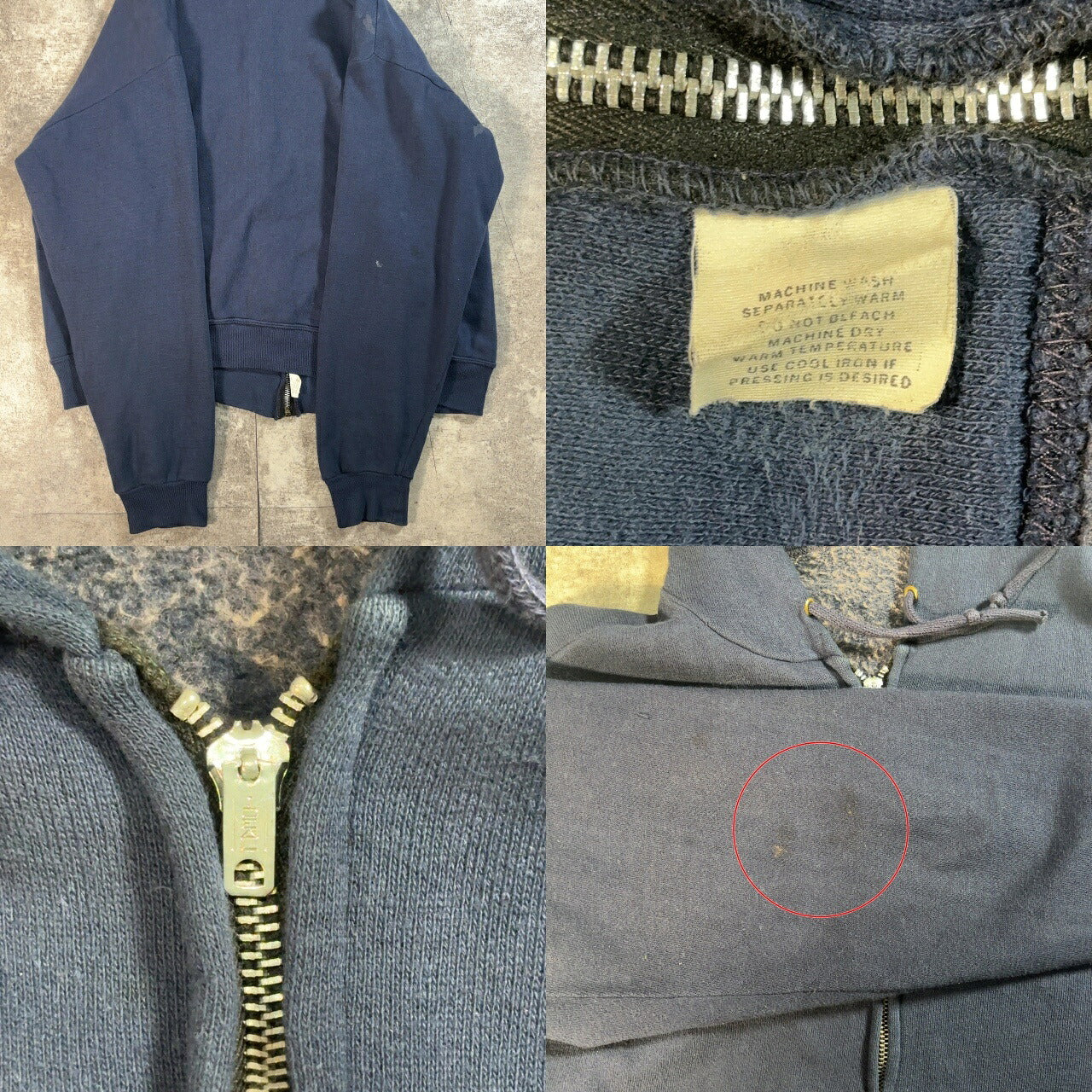 IDEAL 60s Vintage Navy Full Zip Hoodie Size L