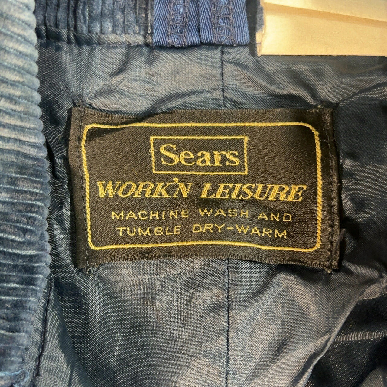 Sears 70s Corduroy Collar Chainstitch Sweater Navy Size L