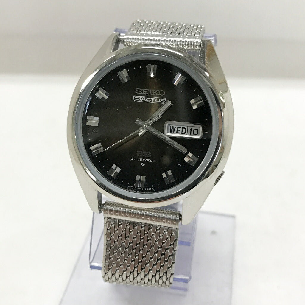 SEIKO 5ACTUS Automatic Black Dial Silver Watch Size ONE SIZE