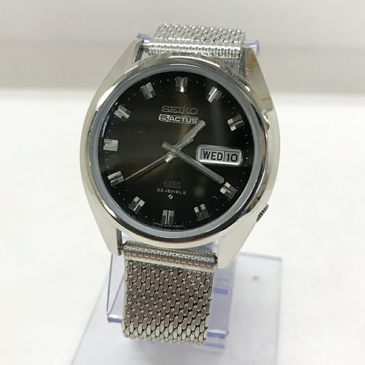 SEIKO 5ACTUS Automatic Black Dial Silver Watch Size ONE SIZE