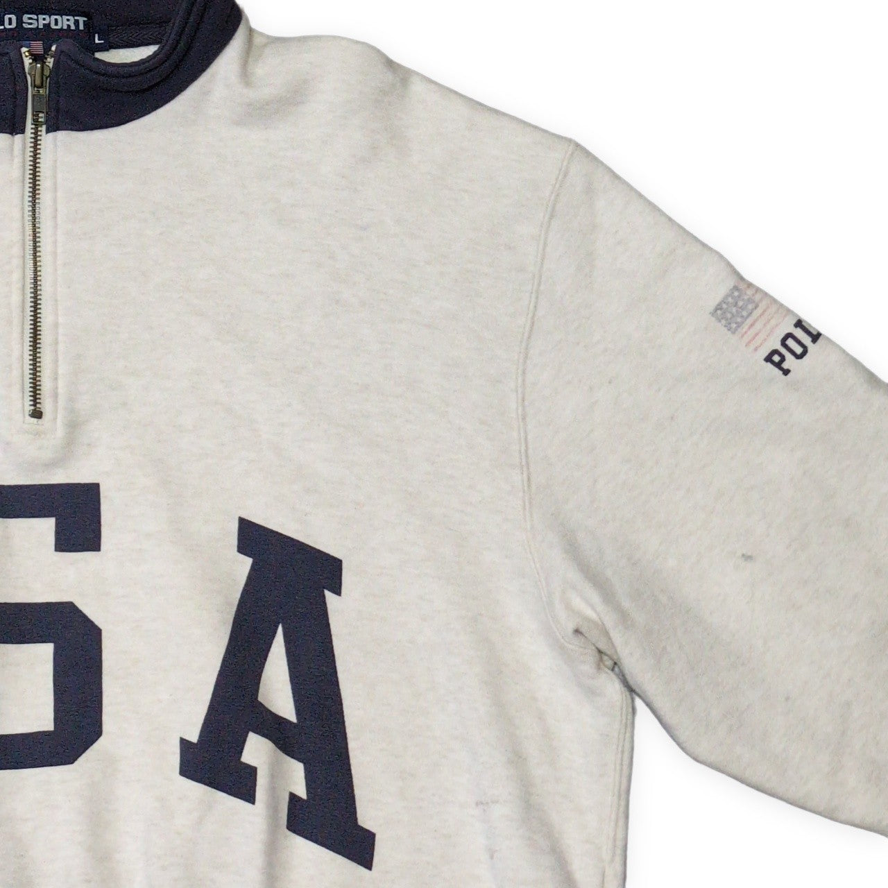 POLO SPORT 90's USA Print Half-Zip Sweatshirt Size XL