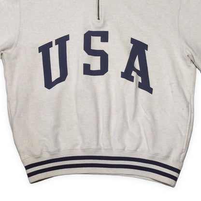 POLO SPORT 90's USA Print Half-Zip Sweatshirt Size XL