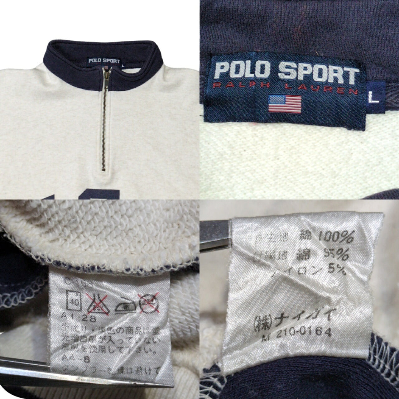 POLO SPORT 90's USA Print Half-Zip Sweatshirt Size XL
