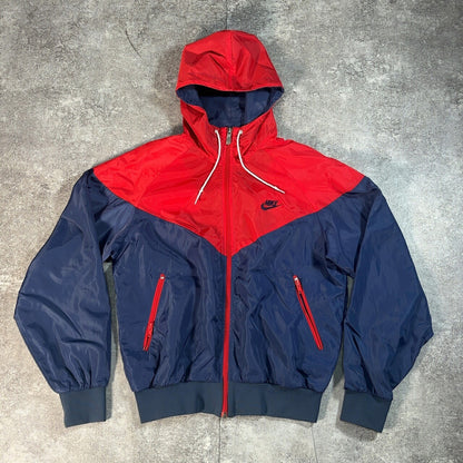 NIKE 80s Vintage Nylon Zip-Up Jacket Red Navy Size M