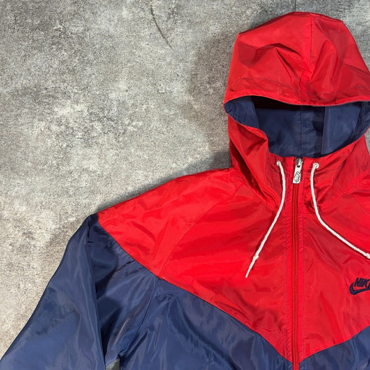 NIKE 80s Vintage Nylon Zip-Up Jacket Red Navy Size M
