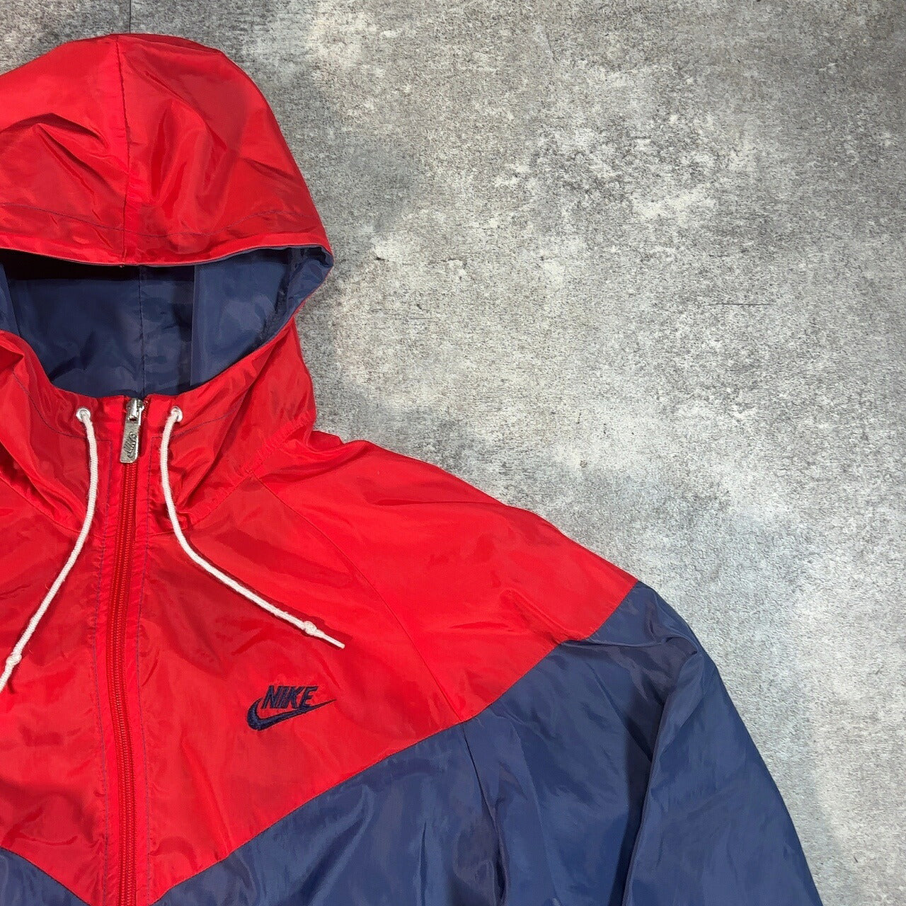 NIKE 80s Vintage Nylon Zip-Up Jacket Red Navy Size M