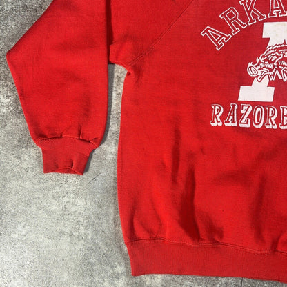 Vintage 70s Red ARKANSAS Raglan College Sweatshirt Size M